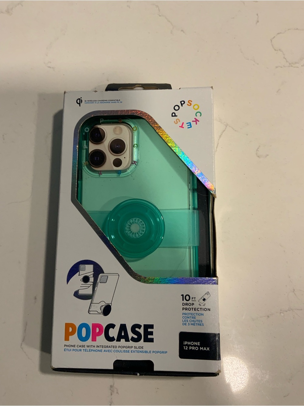 PopSockets Clear Green PopCase + PopGrip Grip Kickstand, iPhone 12 Pro Max